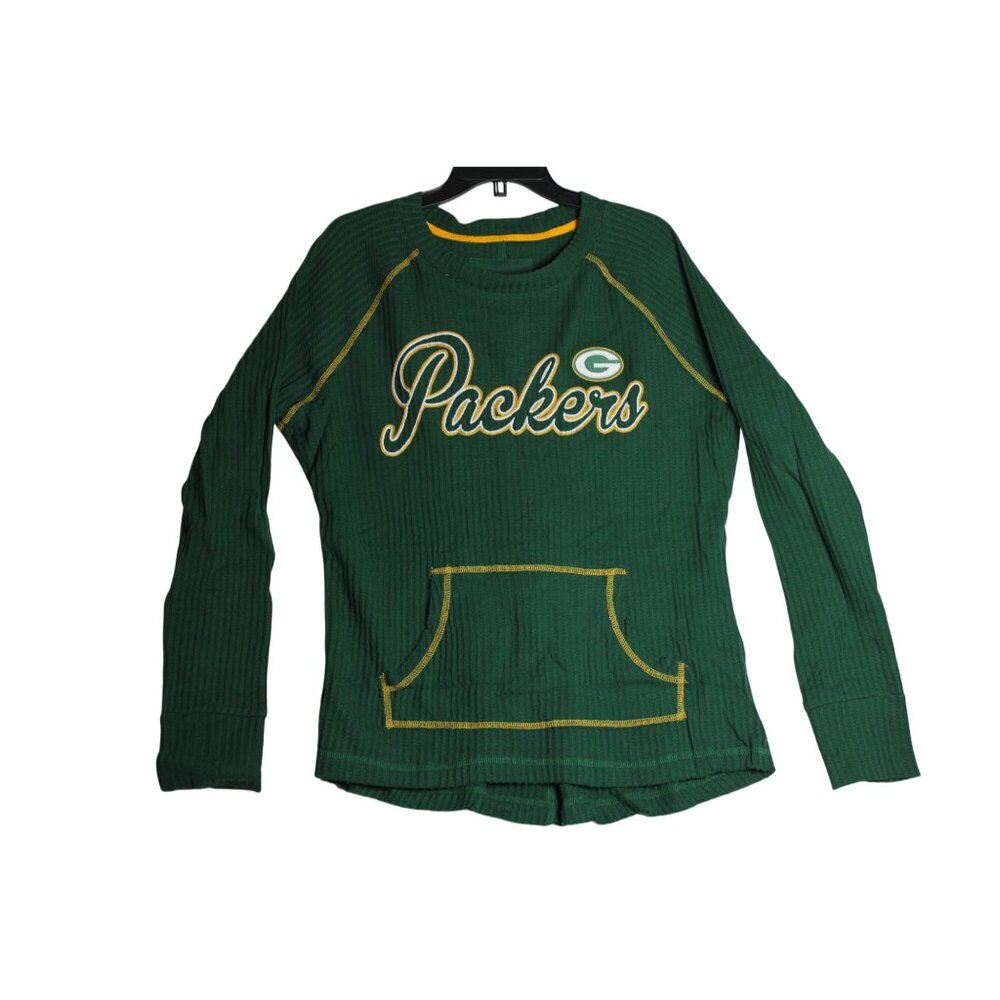 Green Bay Packers NFL Team Apparel L/S Waffle Knit Shirt Womens Large